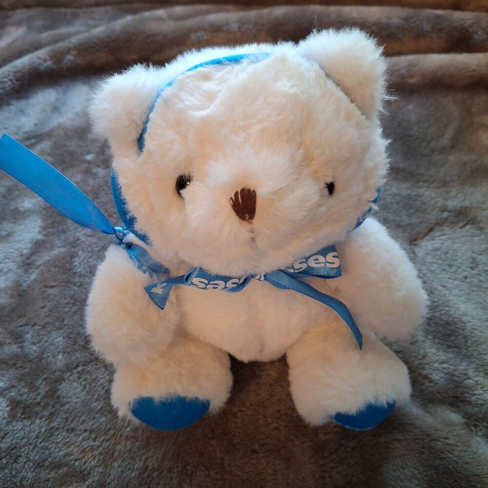 Hershey’s Kisses White Teddy Bear Plush Galerie Blue Ribbon Paw